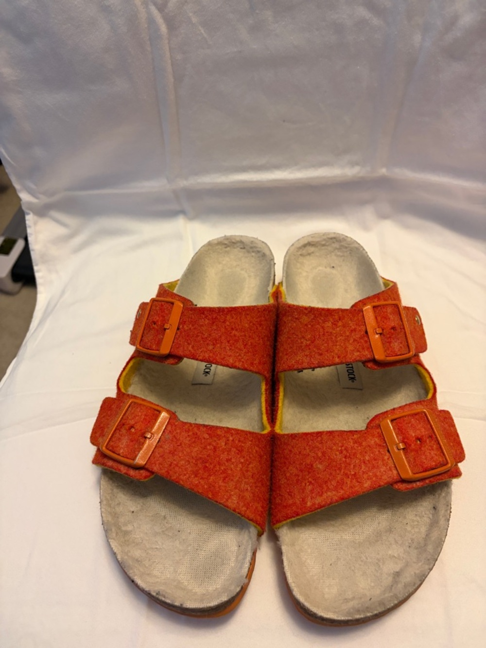 Birkenstock Women’s Orange Felt Double Strap Sandals